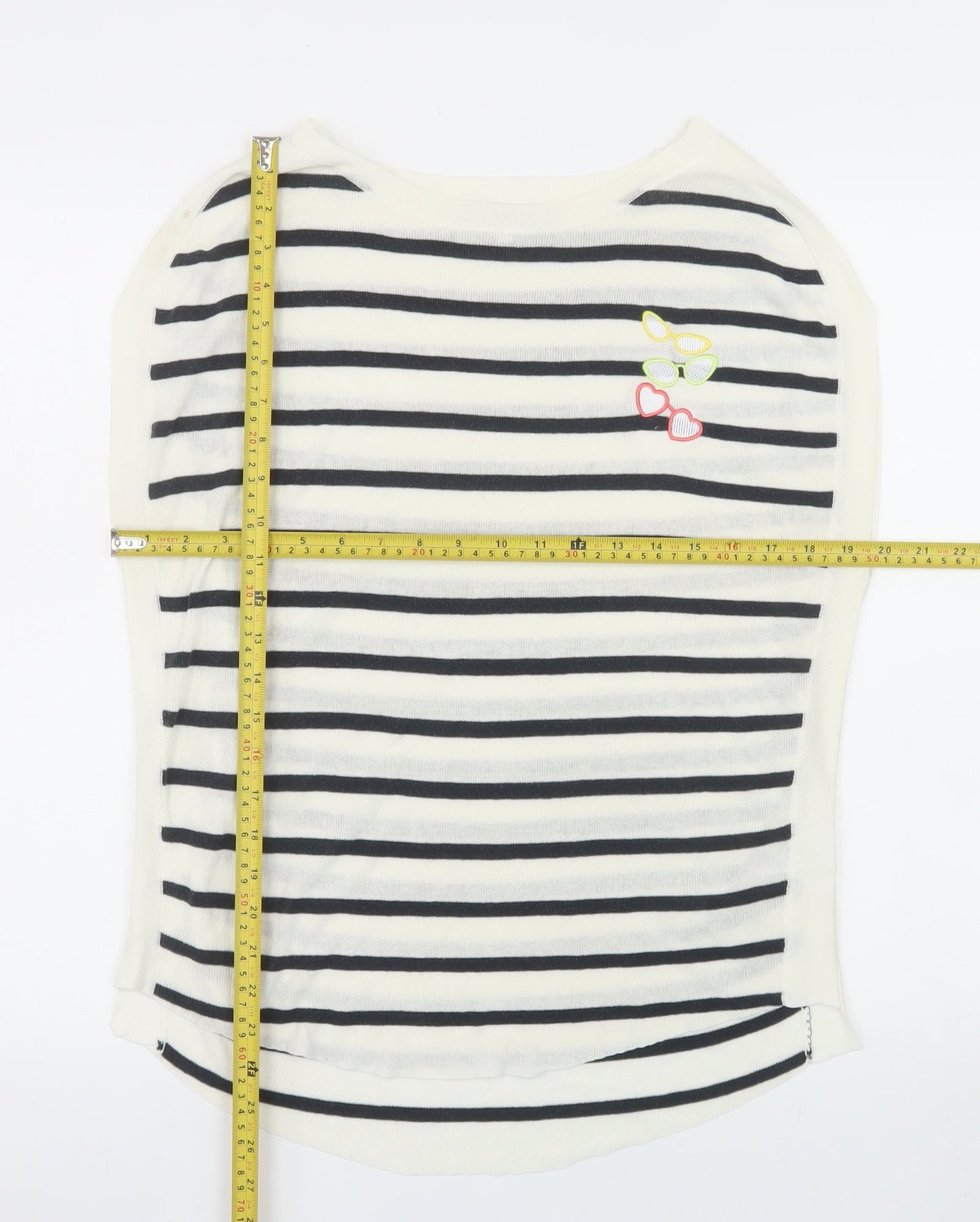 Next Womens White Striped Boat Neck Pullover Jumper XS