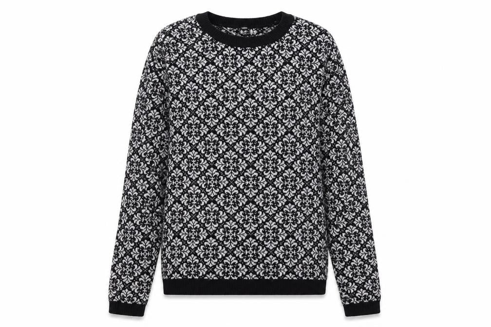 Boohoo Womens Black Geometric Knit Pullover Jumper M/L