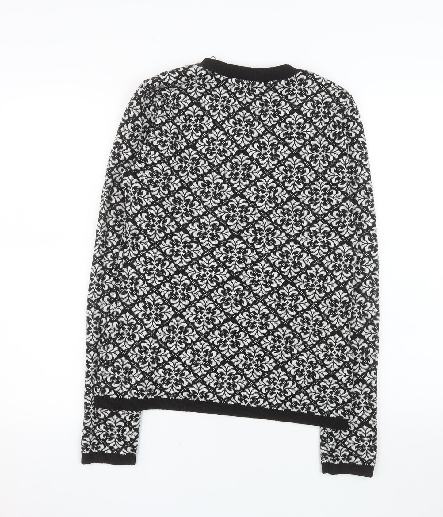 Boohoo Womens Black Geometric Knit Pullover Jumper M/L