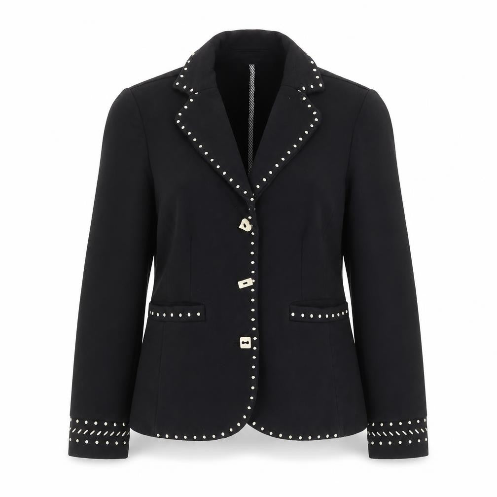 Pianura Studio Women's Black Studded Cotton Blazer Size 14