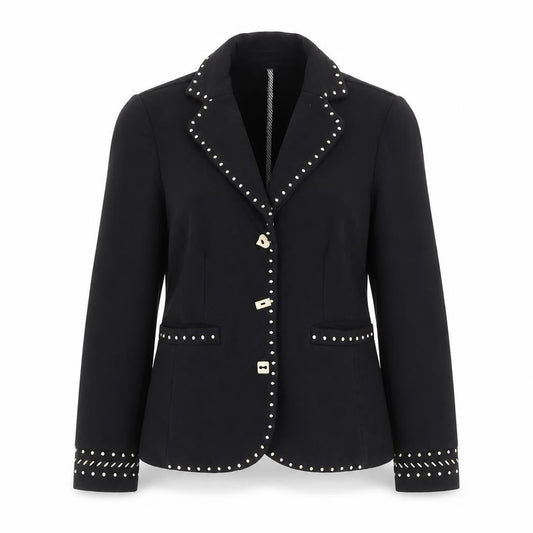 Pianura Studio Women's Black Studded Cotton Blazer Size 14