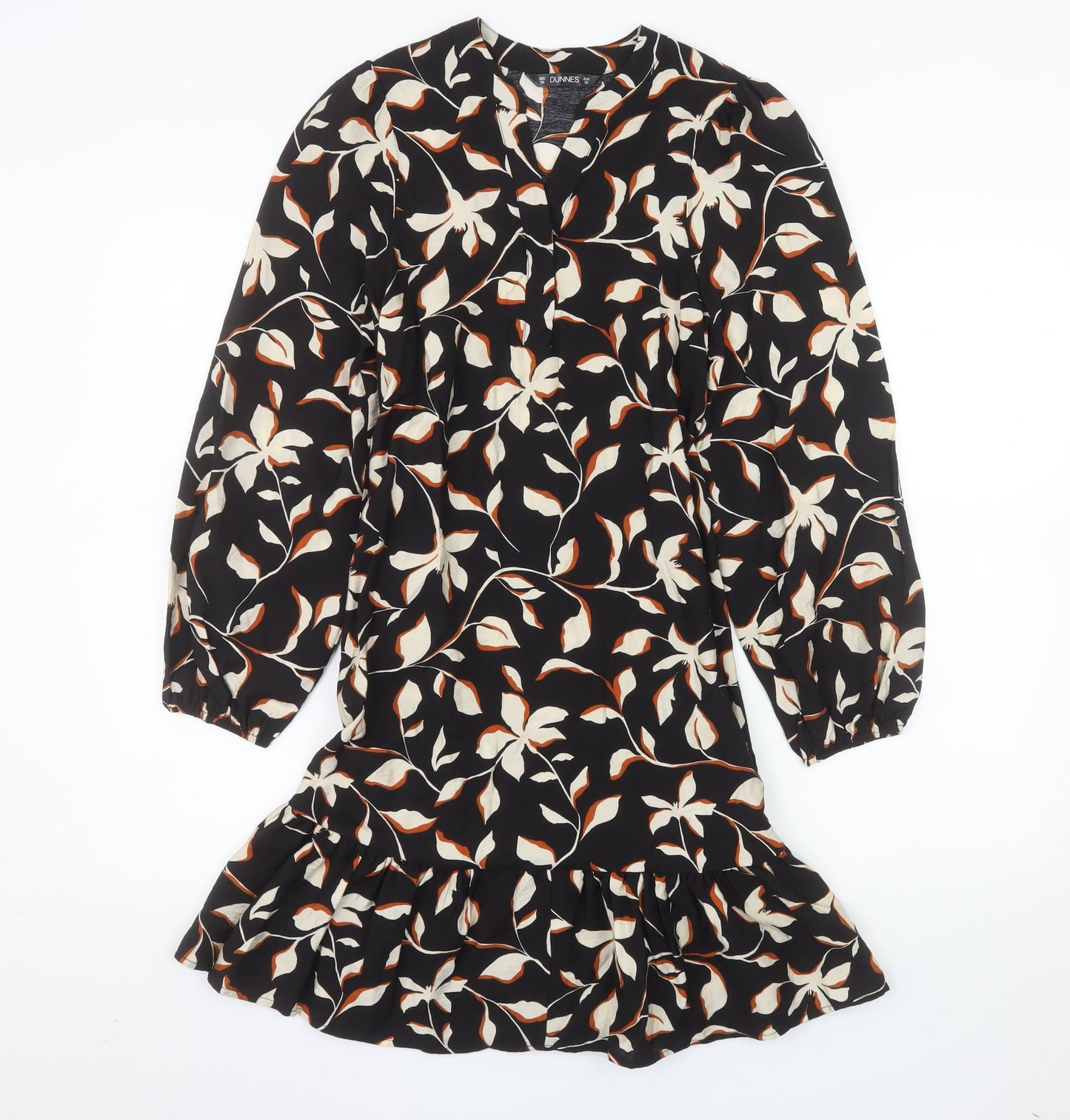 Dunnes Women’s Black Floral Ruffle Shift Dress XS