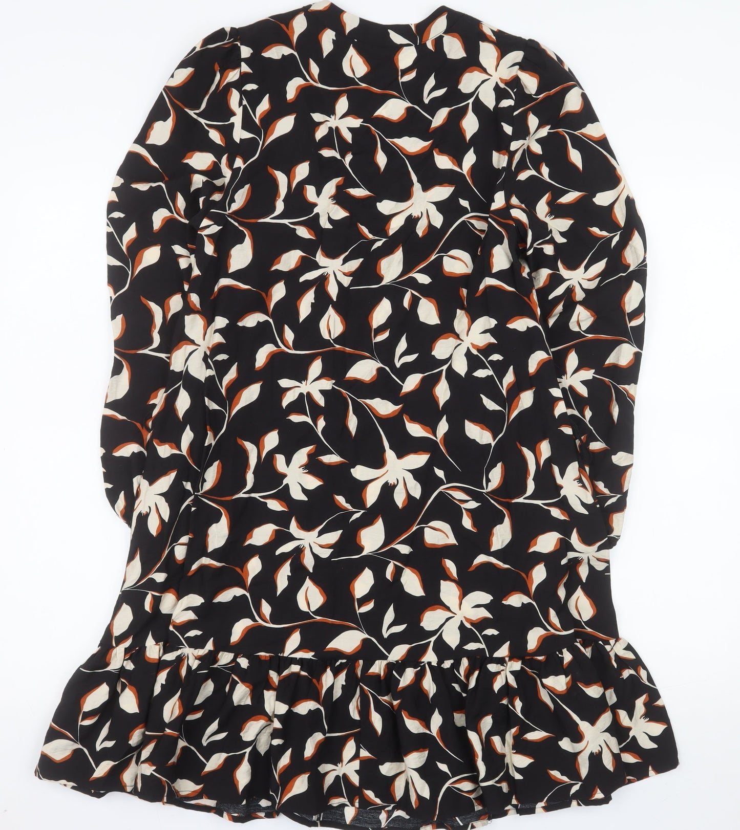 Dunnes Women’s Black Floral Ruffle Shift Dress XS