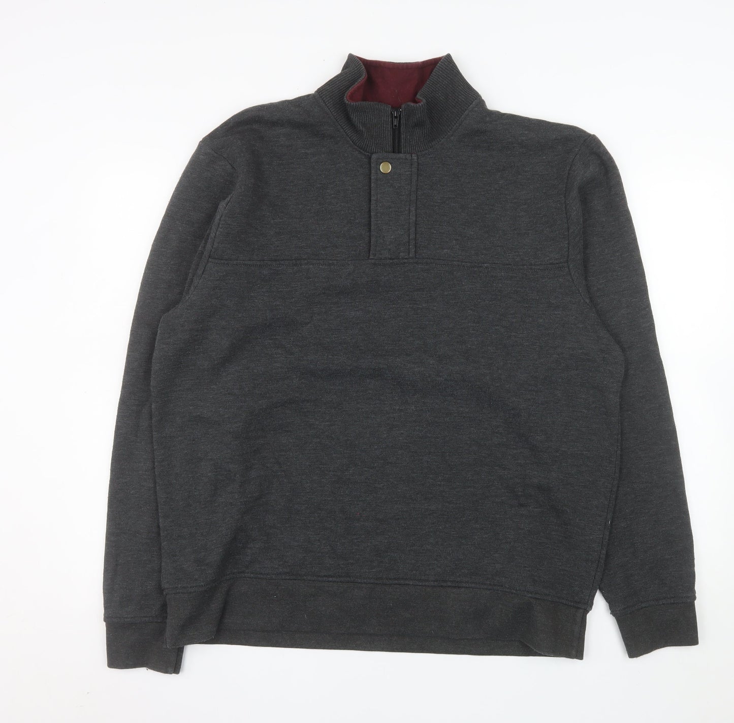 Orvis Men's Grey L Henley 1/4 Zip Sweatshirt Cotton Blend