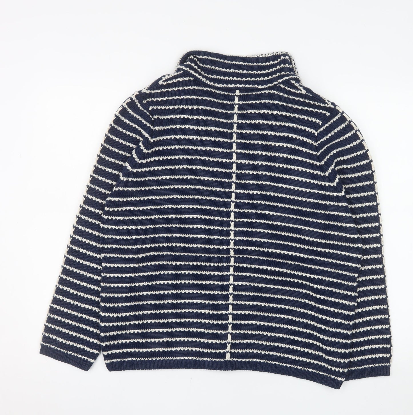RABE Womens Blue Striped Cardigan Size 14 V-Neck Knit Cotton Blend