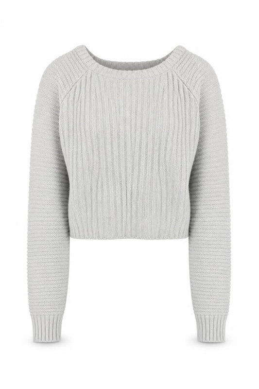 PRETTYLITTLETHING Petite Women’s Grey Ribbed Knit Crew Neck Jumper Size S
