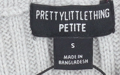 PrettyLittleThing Petite Women’s Grey Ribbed Knit Crew Neck Jumper Size S
