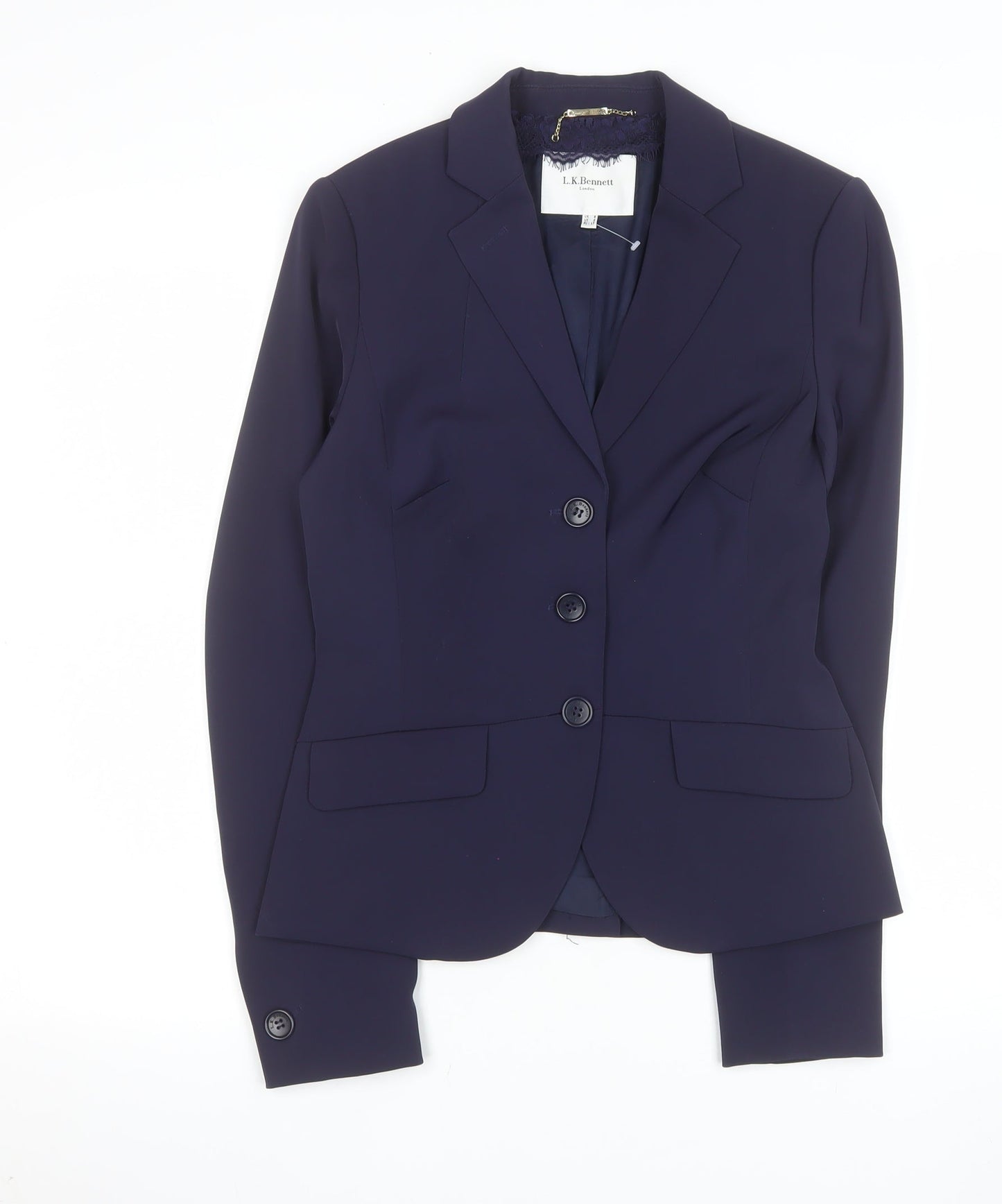 L.K. Bennett Women's Navy Blue Tailored Blazer UK 8 Polyester