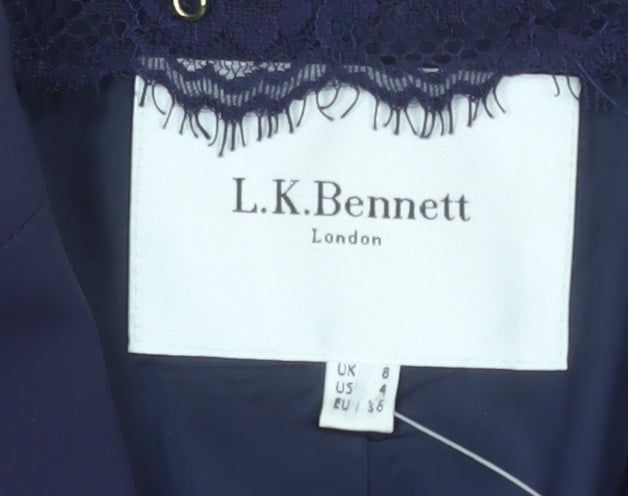 L.K. Bennett Women's Navy Blue Tailored Blazer UK 8 Polyester