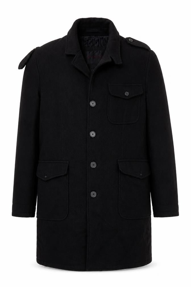 Springfield Mens Black Wool Blend Military Coat Size M