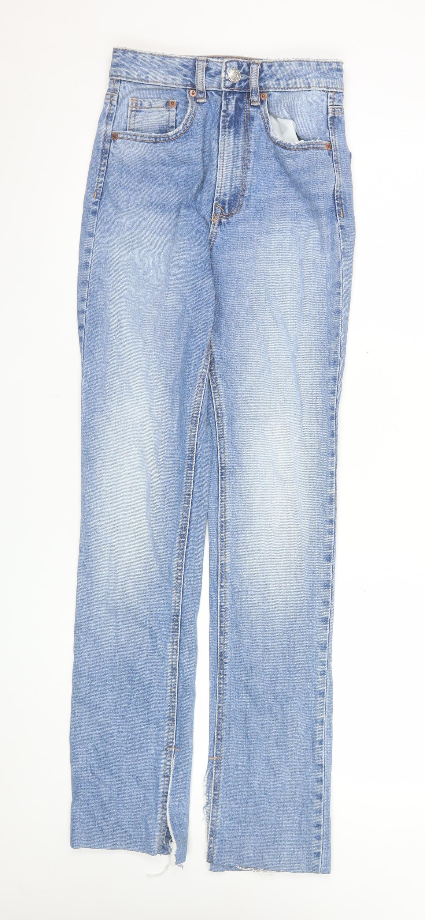 Stradivarius Women’s Blue Straight High Rise Jeans Size UK 4