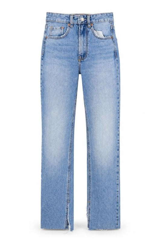 Stradivarius Women’s Blue Straight High Rise Jeans Size UK 4
