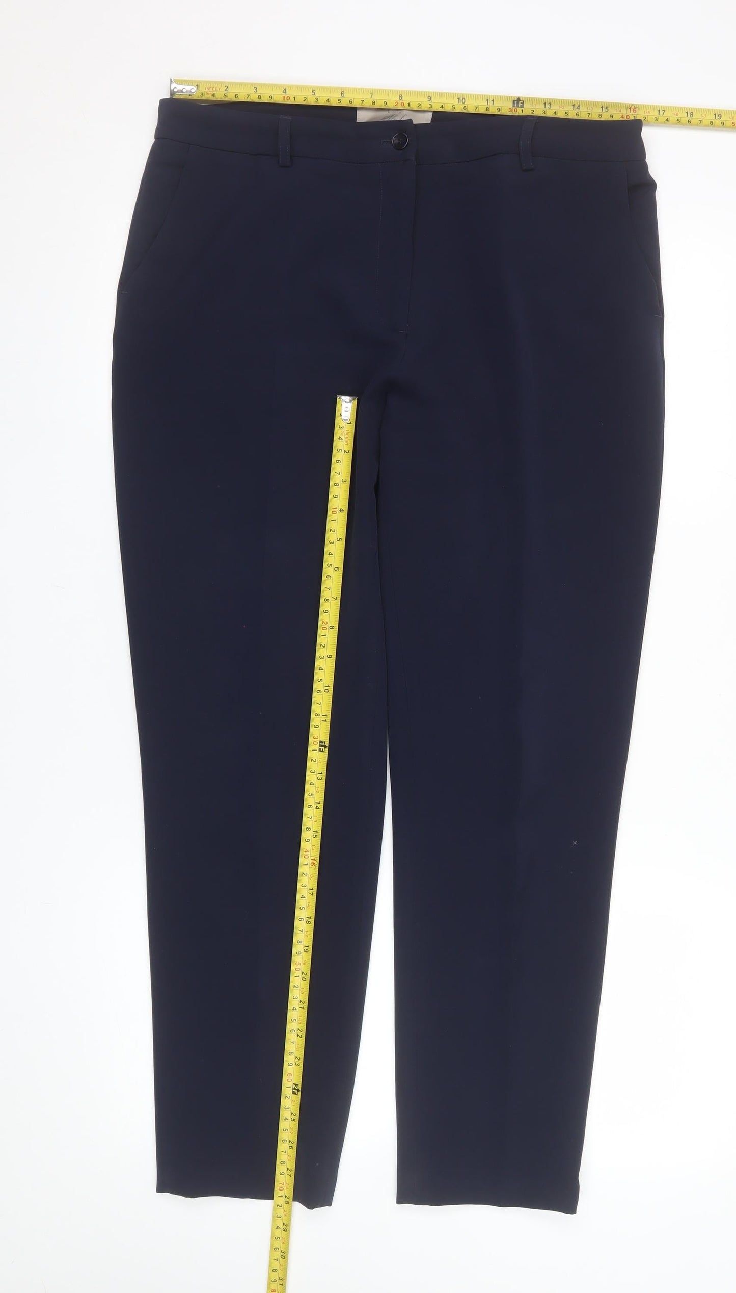Paul Costelloe Living Studio Women's Navy Blue Size 14 Straight Leg Trousers