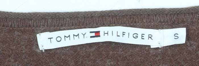Tommy Hilfiger Womens Brown V-Neck Wool Cotton Jumper Size S