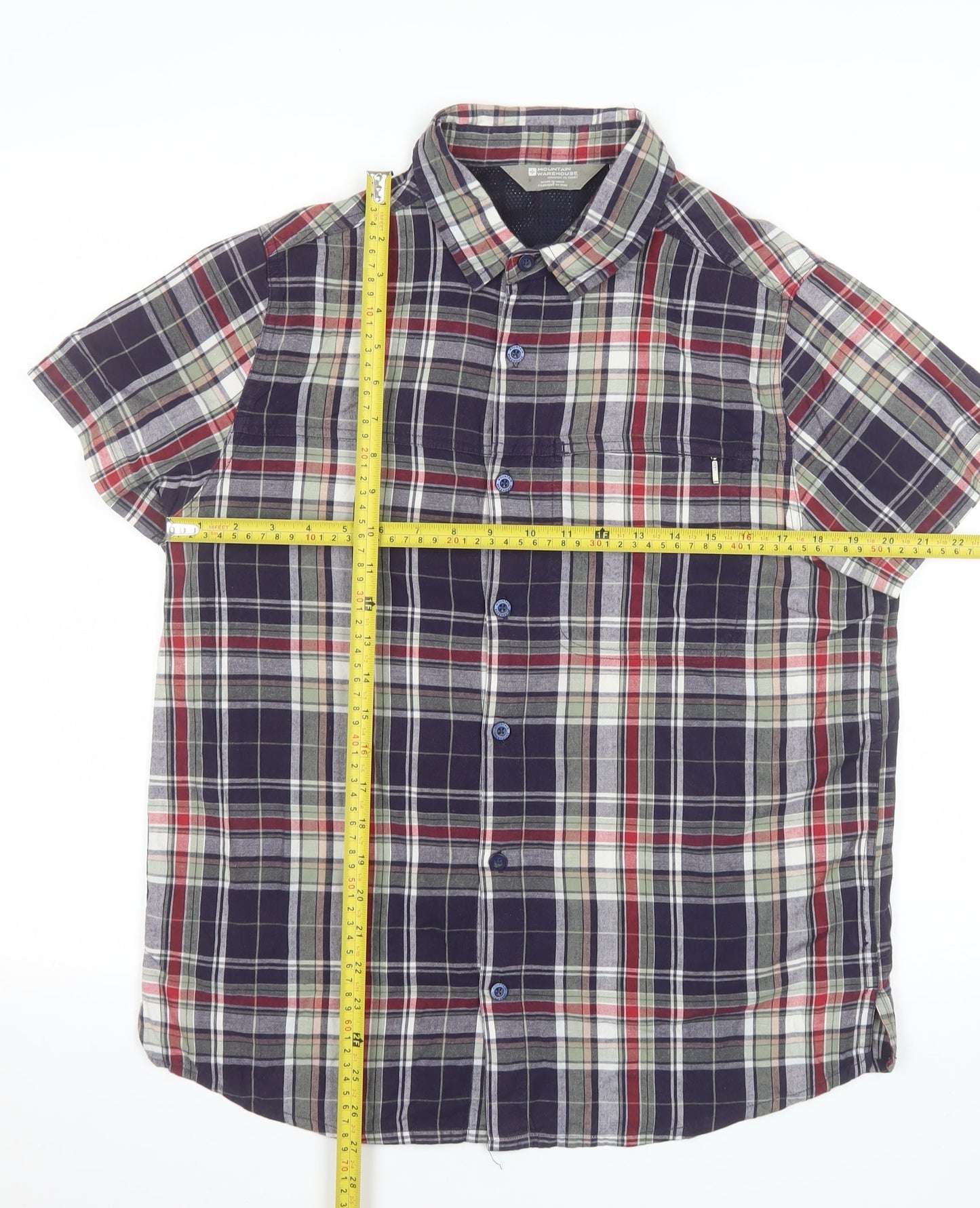 Mountain Warehouse Men's Multicoloured Plaid Short Sleeve Cotton Shirt S