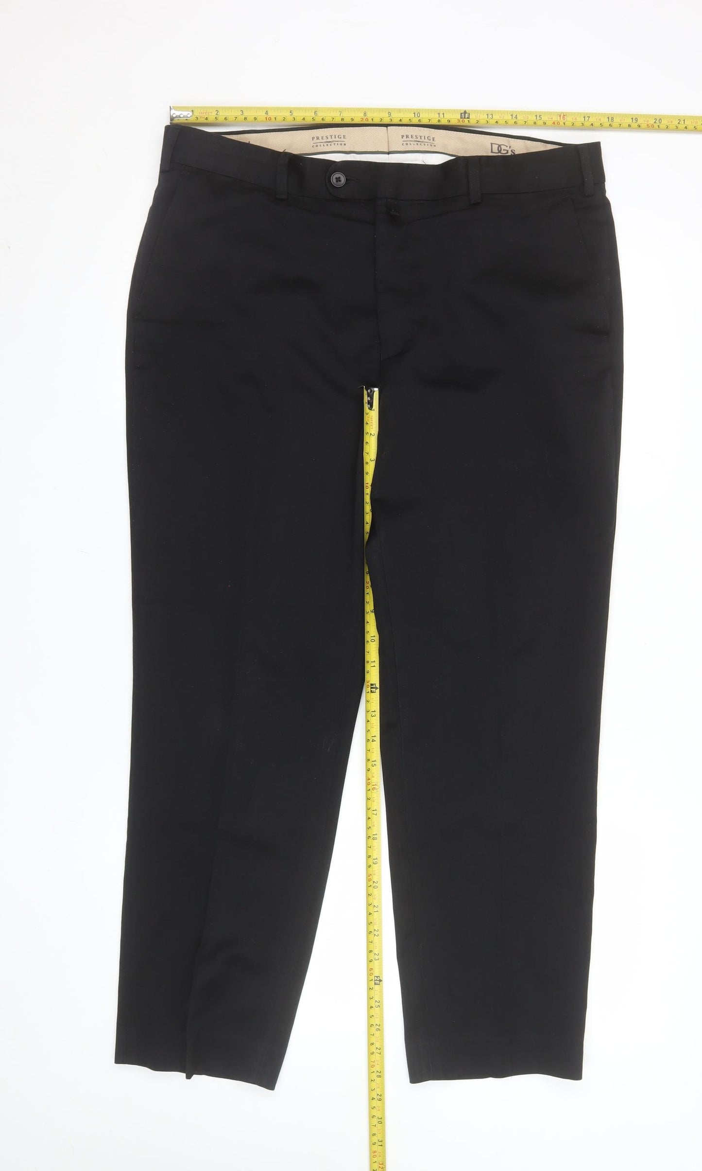 Prestige Collection Men's Black 36S Dress Trousers Wool Blend