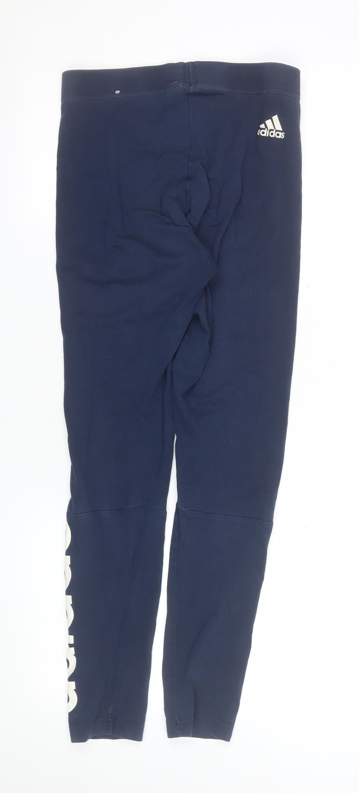adidas Womens Blue Stretch Leggings Size 8-10 Athleisure Gym Trousers