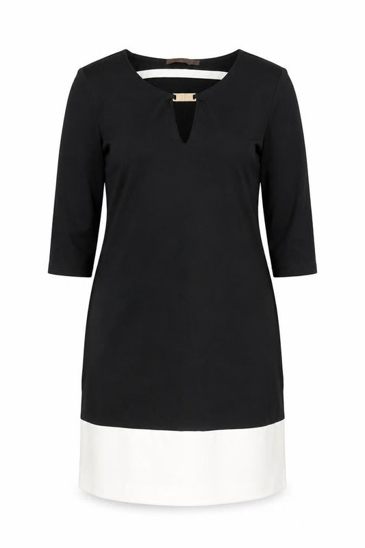 Cortefiel Women Black Sheath Knee Length Colourblock Dress Size 12