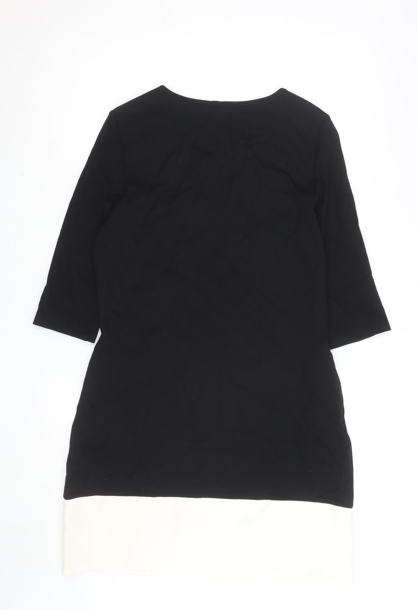 Cortefiel Women Black Sheath Knee Length Colourblock Dress Size 12