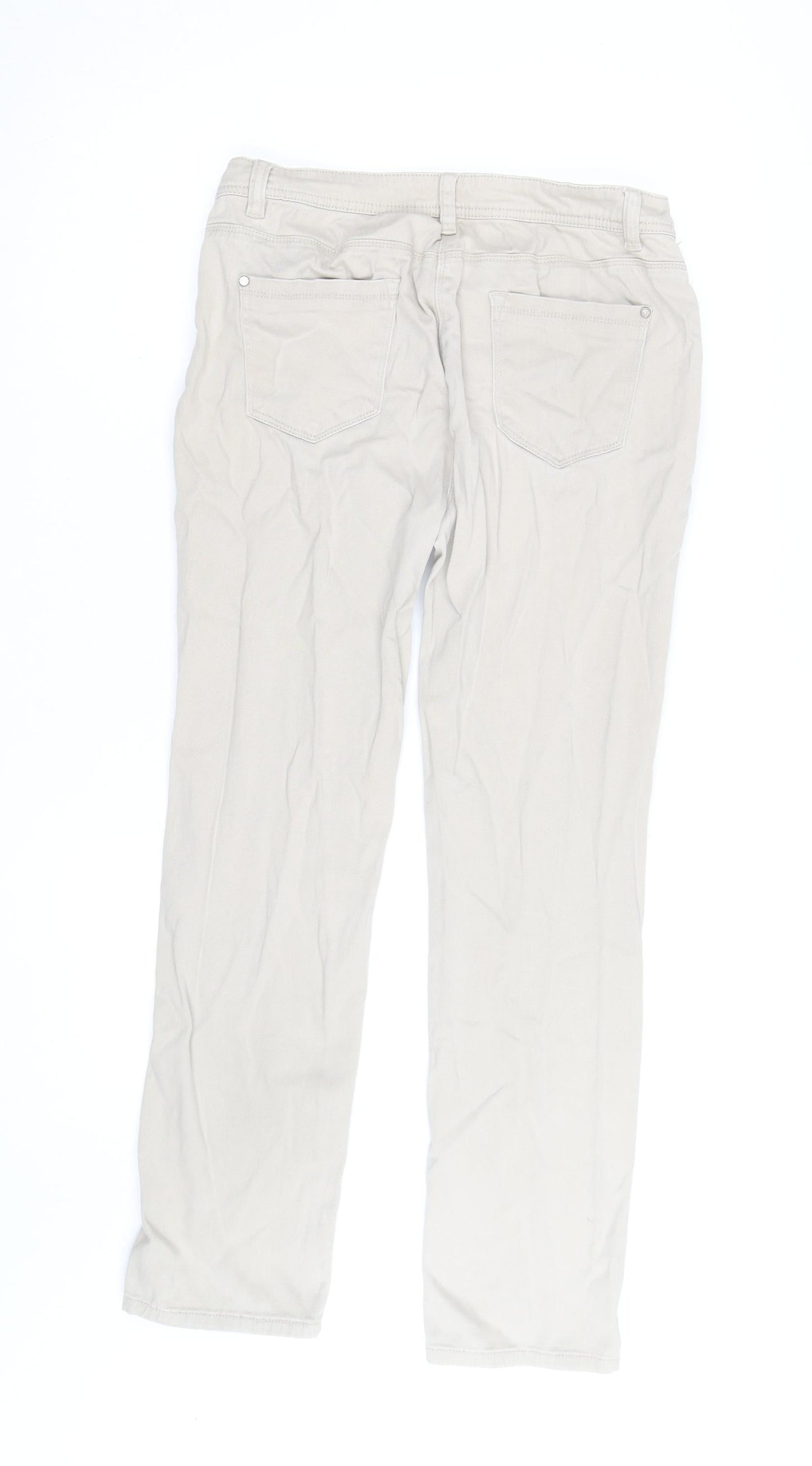 Dash Women's Beige Chino Trousers Size 10 Regular Straight Leg