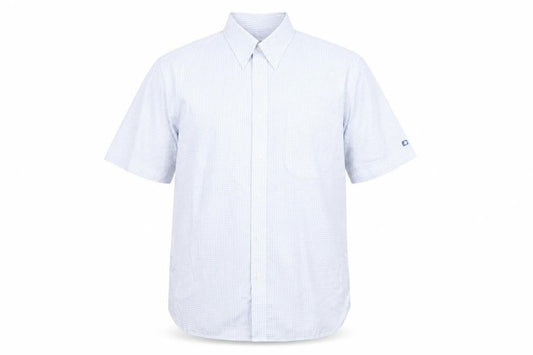 Oscar Jacobson Men's Blue Check Short Sleeve Button-Up Shirt Size L