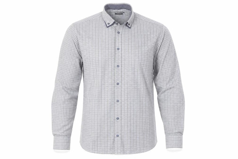 Hatico Essentials Men's Blue Check Regular Fit Long Sleeve Button-Up Shirt Size 17