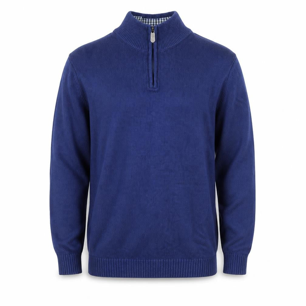 Cotton Traders Men's Blue XL 1/2 Zip High Neck Cotton Jumper