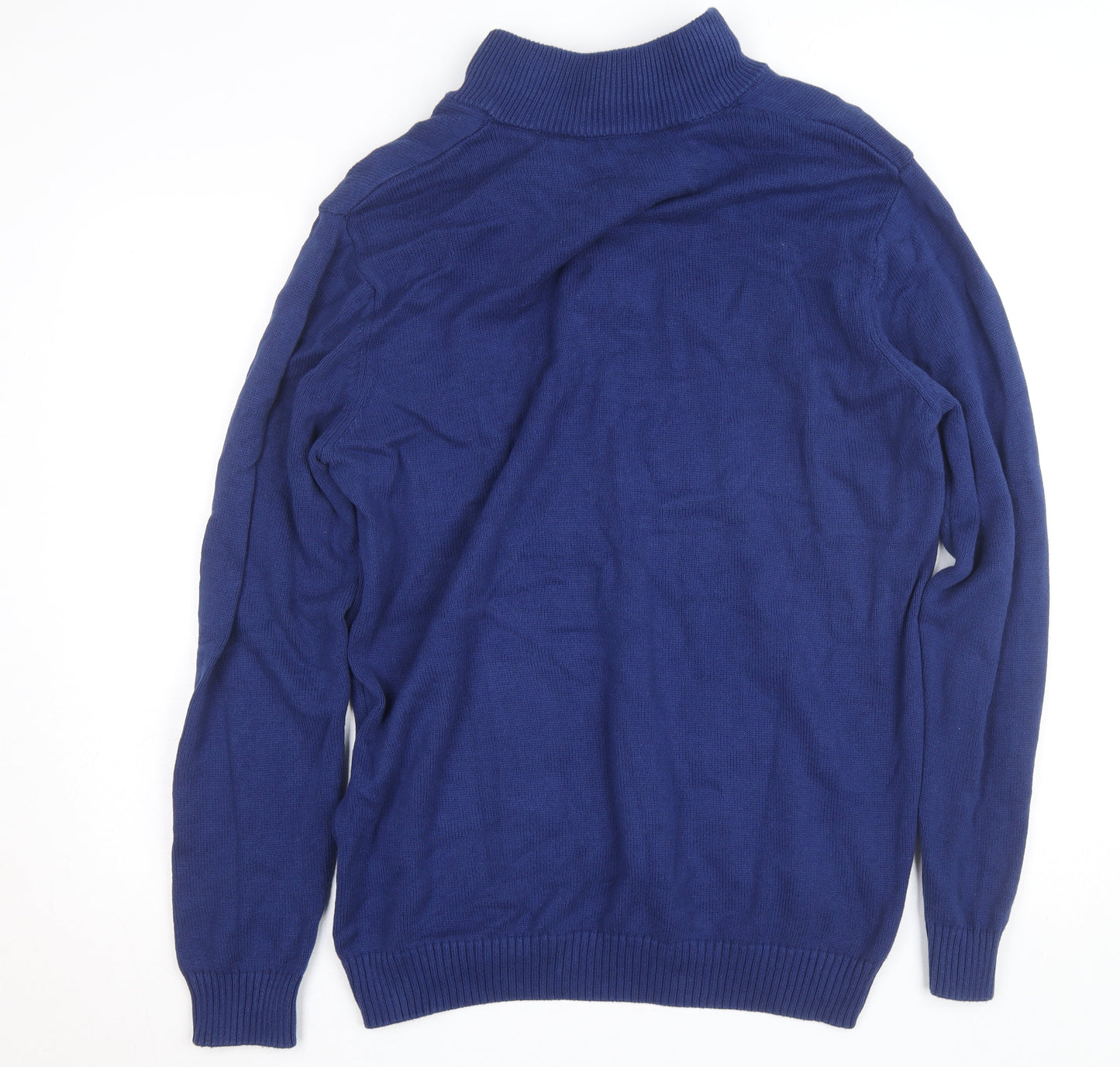 Cotton Traders Men's Blue XL 1/2 Zip High Neck Cotton Jumper