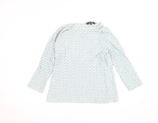 Principles by Ben de Lisi Women's Blue Geometric Long Sleeve Jersey Blouse Size 12