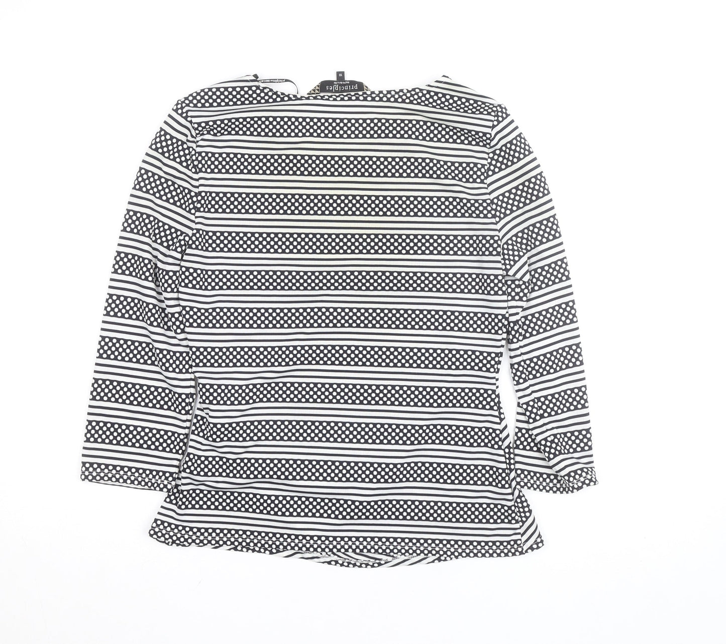 Principles by Ben de Lisi Women's Black White Striped Long Sleeve Jersey Top Size 10