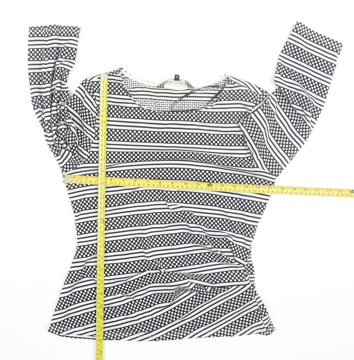 Principles by Ben de Lisi Women's Black White Striped Long Sleeve Jersey Top Size 10