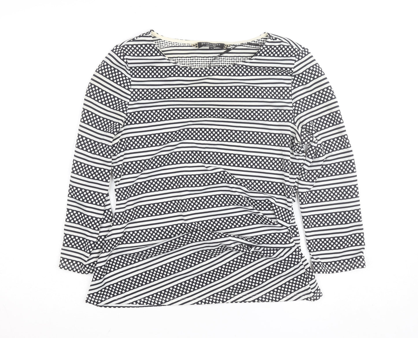 Principles by Ben de Lisi Women's Black White Striped Long Sleeve Jersey Top Size 10