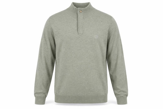 Paul Costelloe Men’s Green Henley Jumper L High Neck Cotton Blend