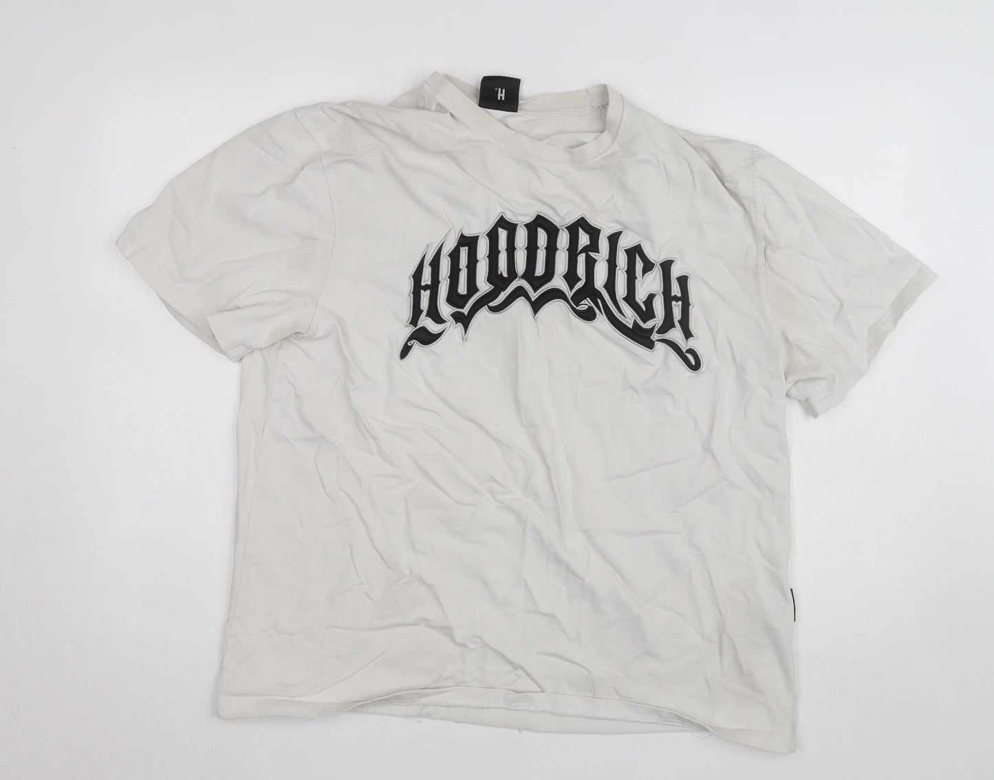 Hoodrich Men's White Graphic Logo T-Shirt Size L