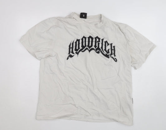 Hoodrich Men's White Graphic Logo T-Shirt Size L