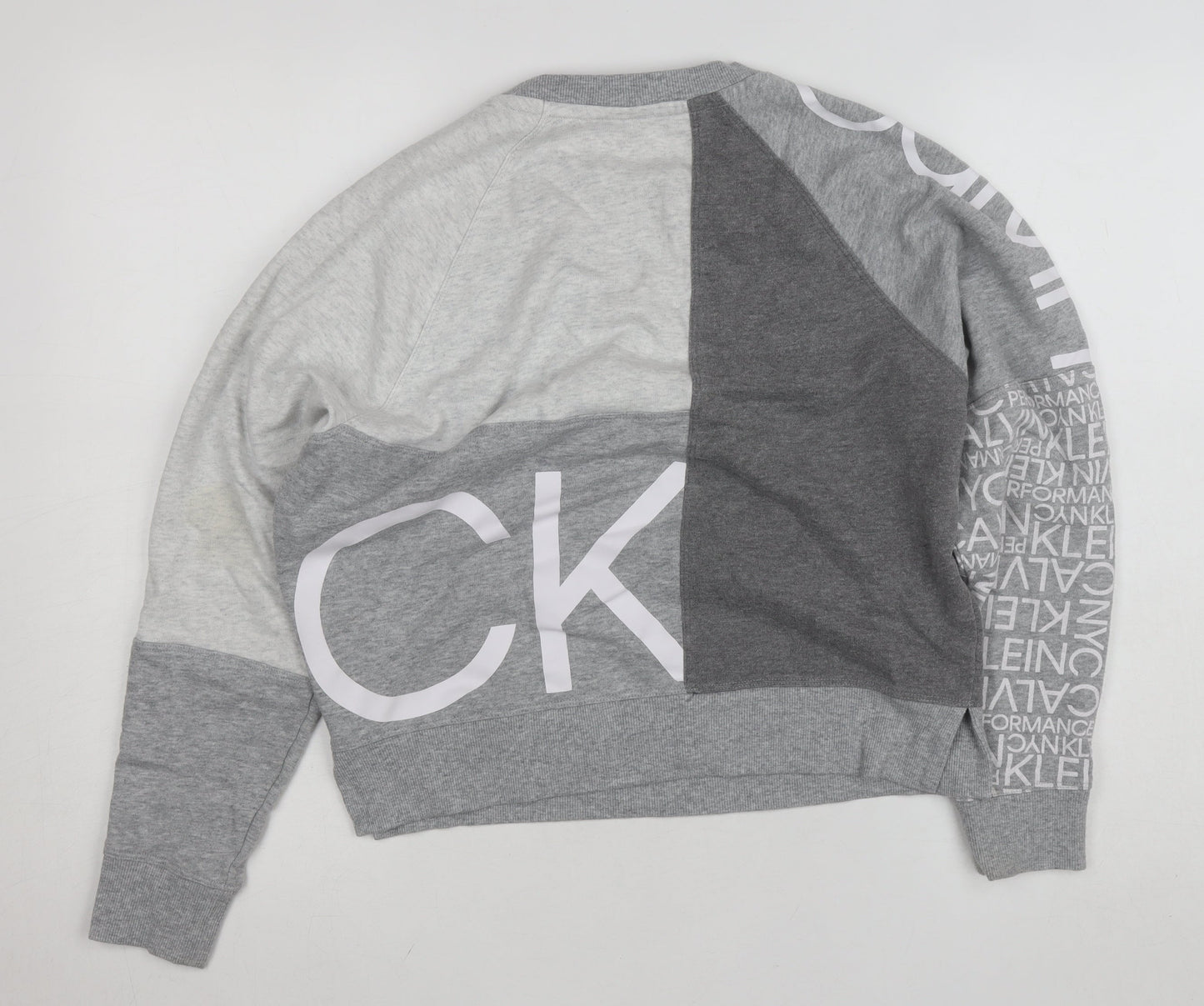 Calvin Klein Performance Women's Grey Colourblock Logo Sweatshirt Size M