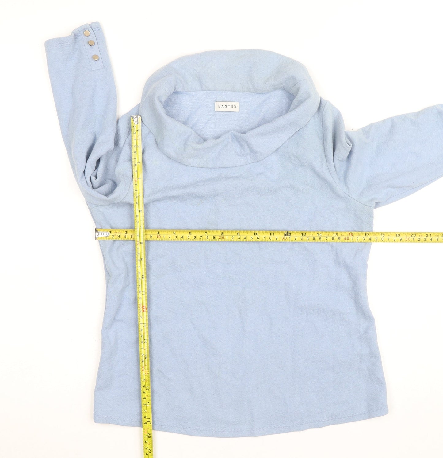 Eastex Women’s Blue Cowl Neck Cotton Jumper Size 10