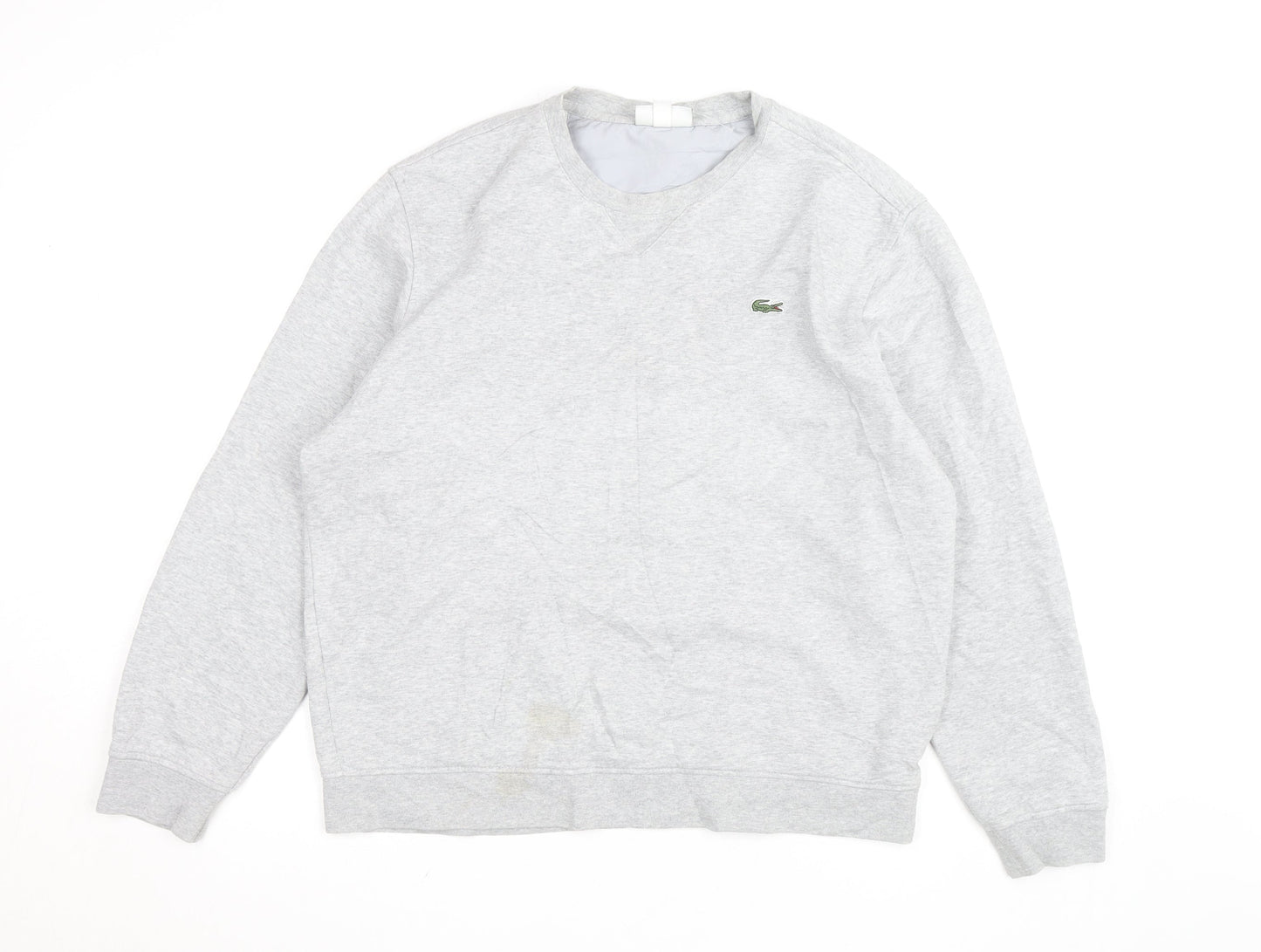 Lacoste Men's Grey Crew Neck Cotton Blend Pullover Sweatshirt L