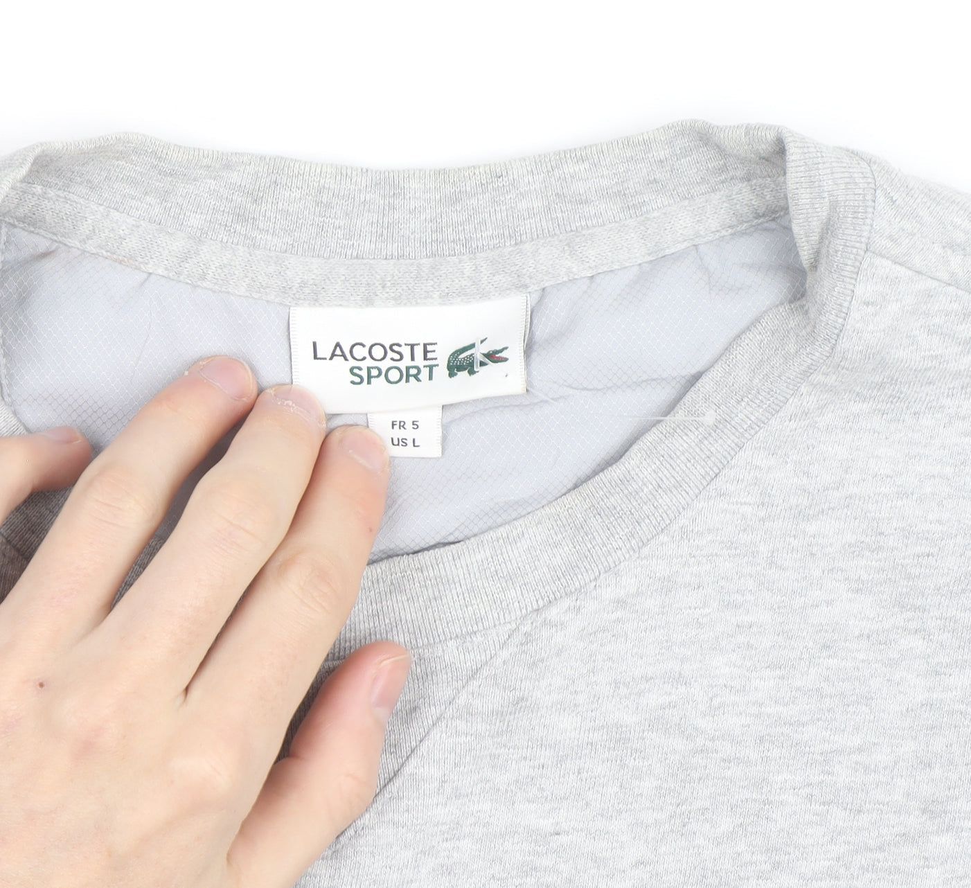 Lacoste Men's Grey Crew Neck Cotton Blend Pullover Sweatshirt L