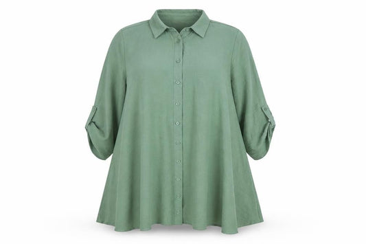 Apricot Women Green Button-Up Tunic Shirt Size 16 3/4 Sleeve
