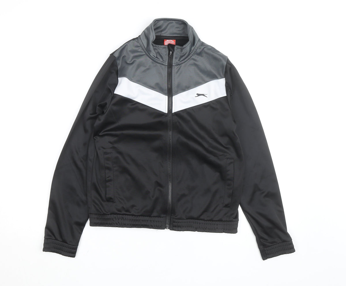 Slazenger Boys Black Track Jacket 13 Years Lightweight Activewear Zip Up