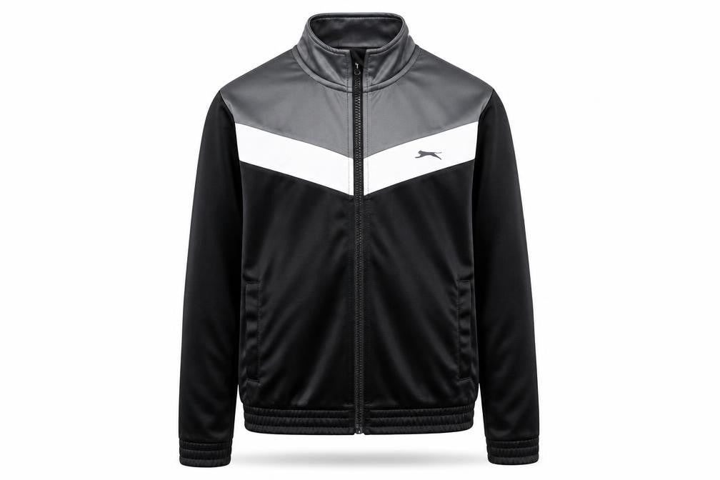 Slazenger Boys Black Track Jacket 13 Years Lightweight Activewear Zip Up