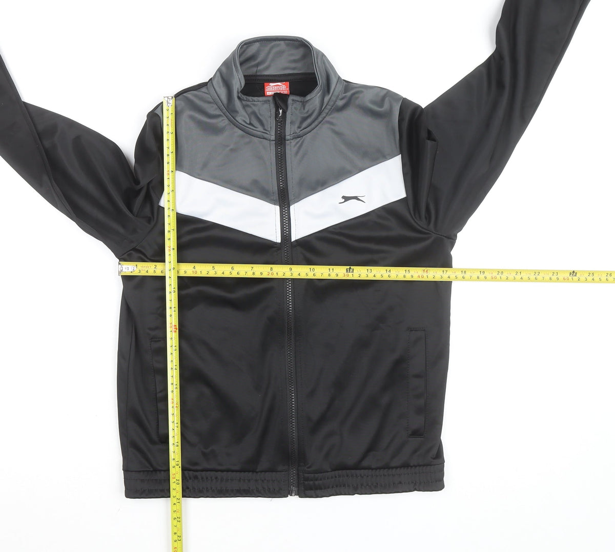 Slazenger Boys Black Track Jacket 13 Years Lightweight Activewear Zip Up