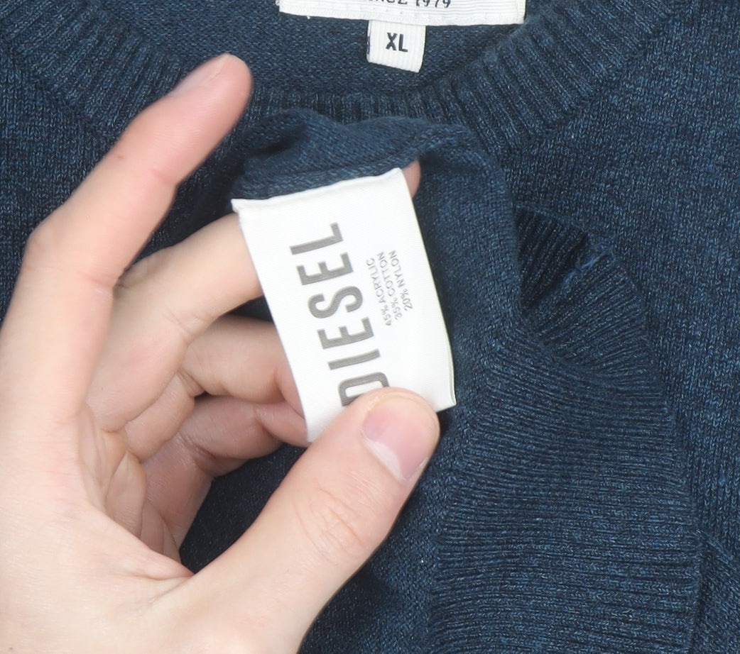 Diesel Men's Blue XL Crew Neck Pullover Jumper