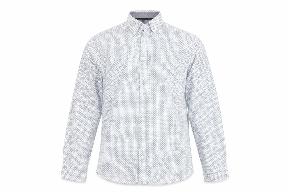 CASA MODA Men's Blue Geometric Long Sleeve Button-Up Shirt L