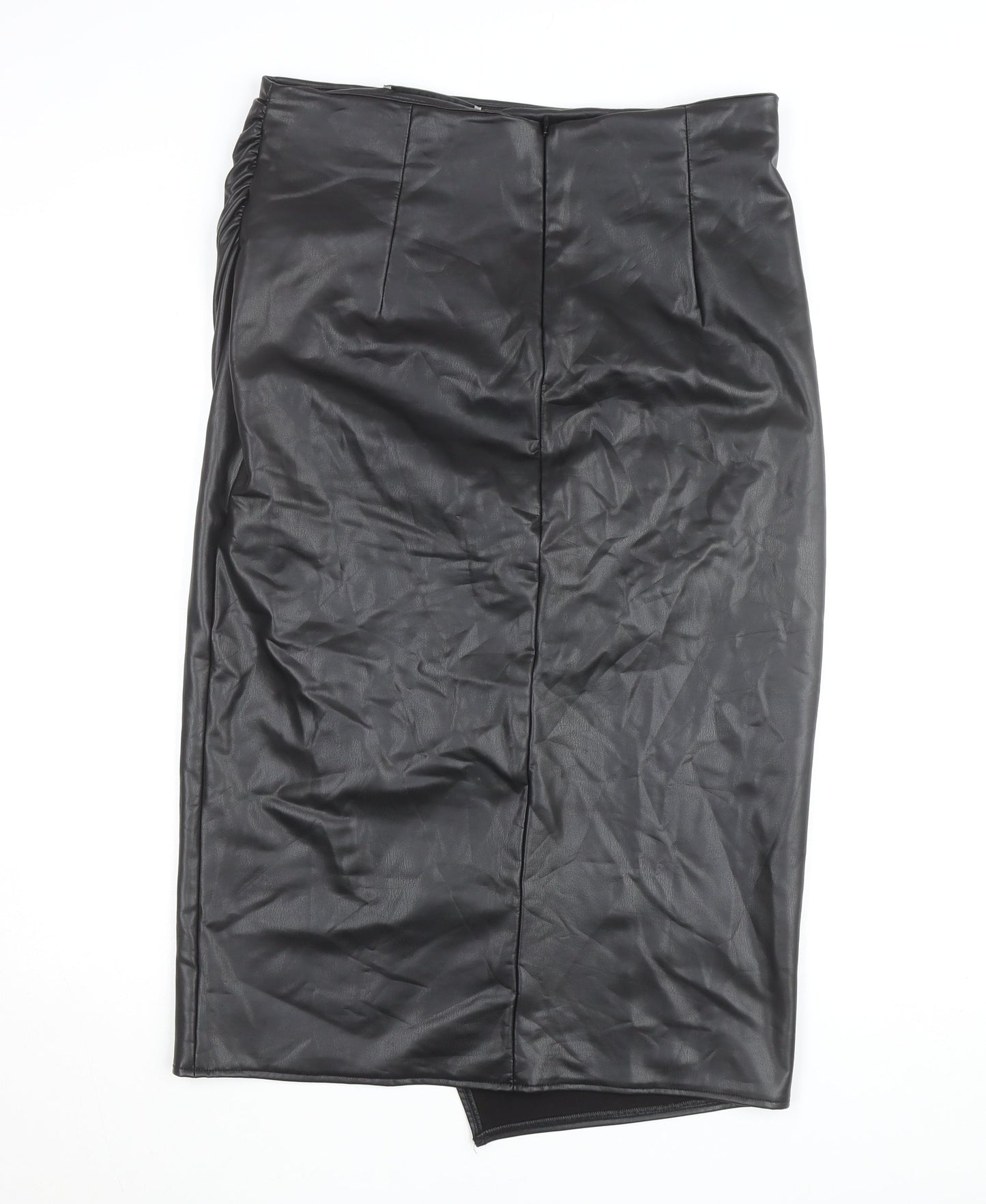 FW Bridge Women's Black Faux Leather Midi Pencil Skirt Size 16