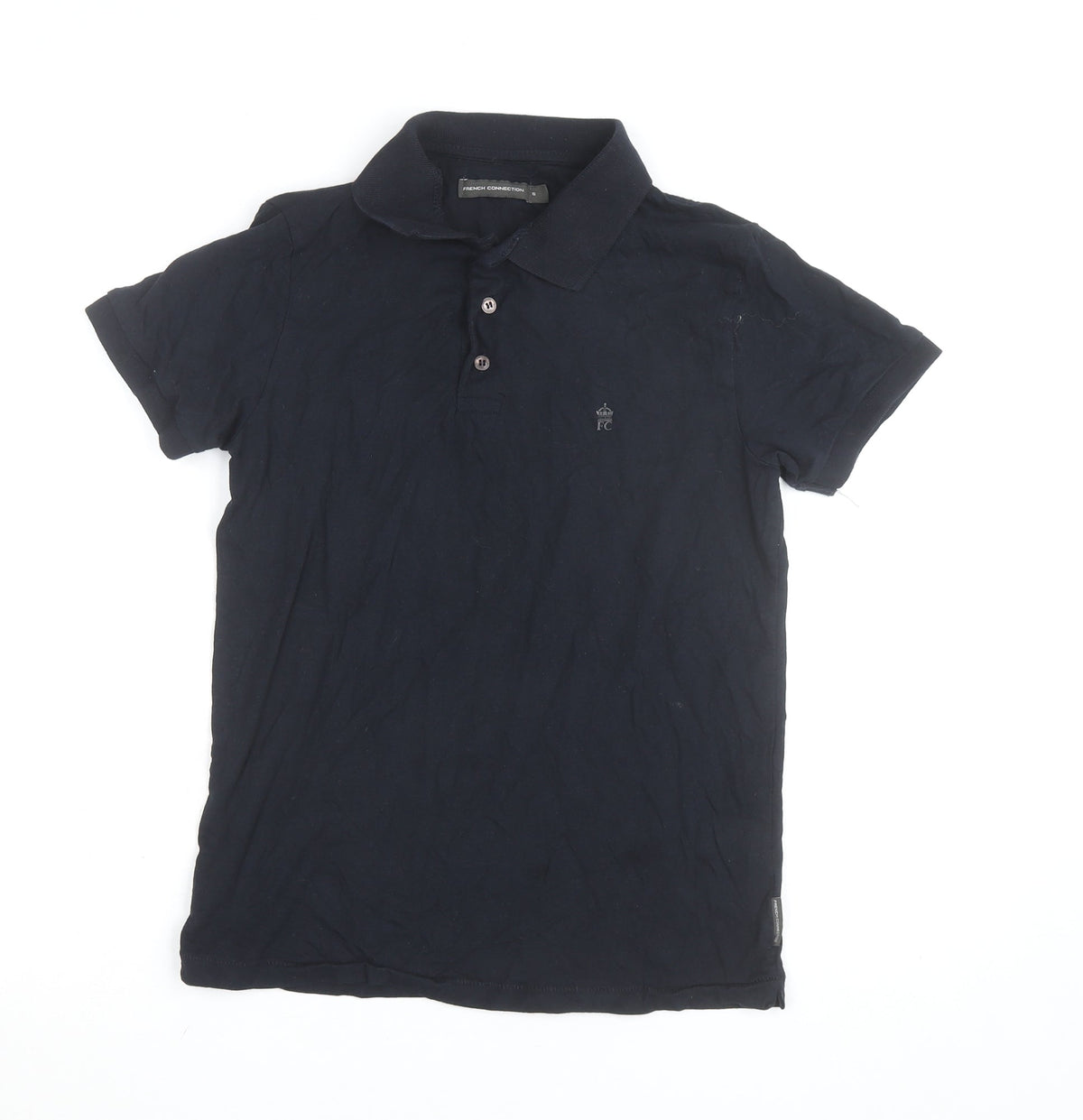 French Connection Men's Black Cotton Polo Shirt Size S