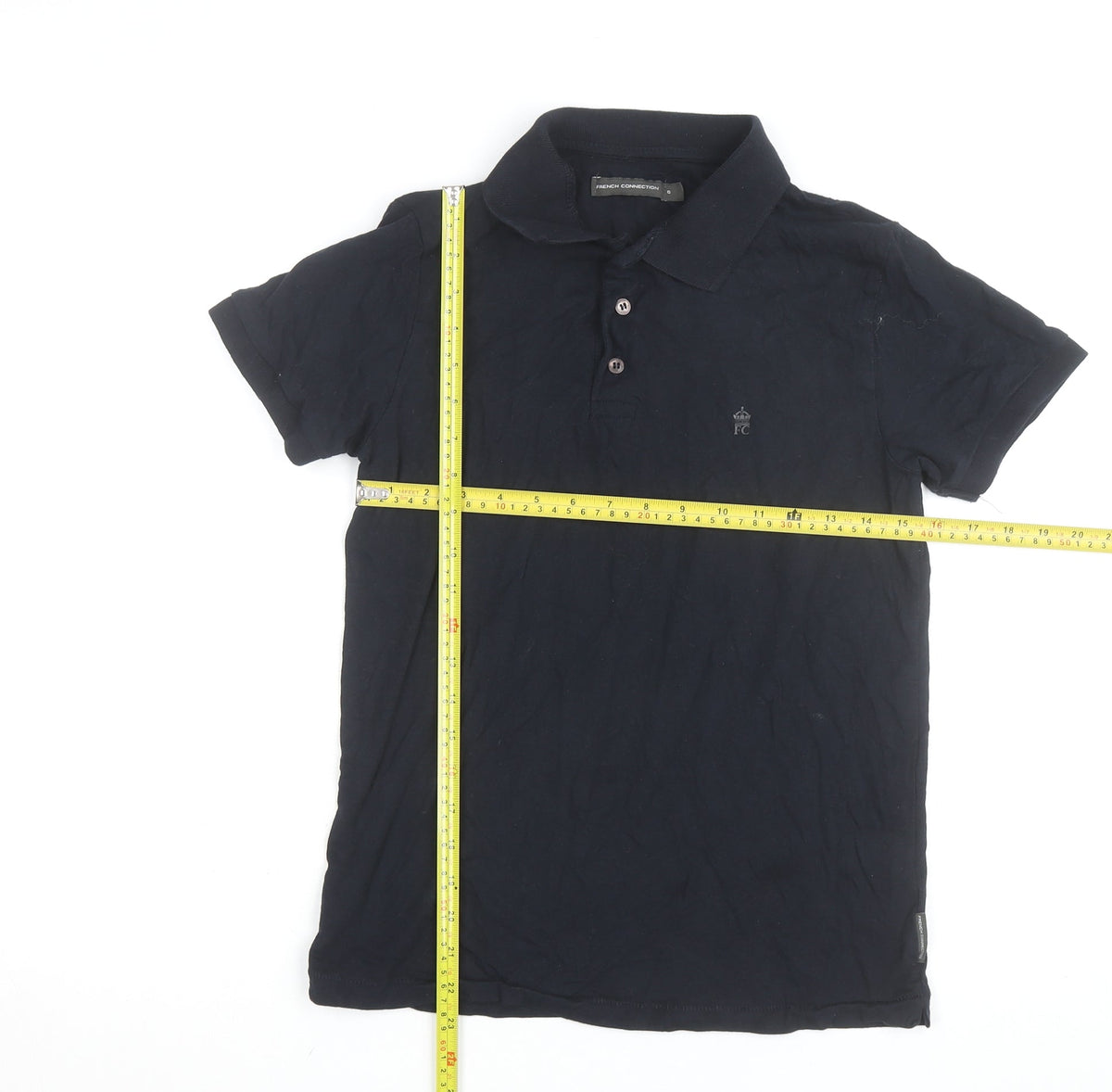 French Connection Men's Black Cotton Polo Shirt Size S