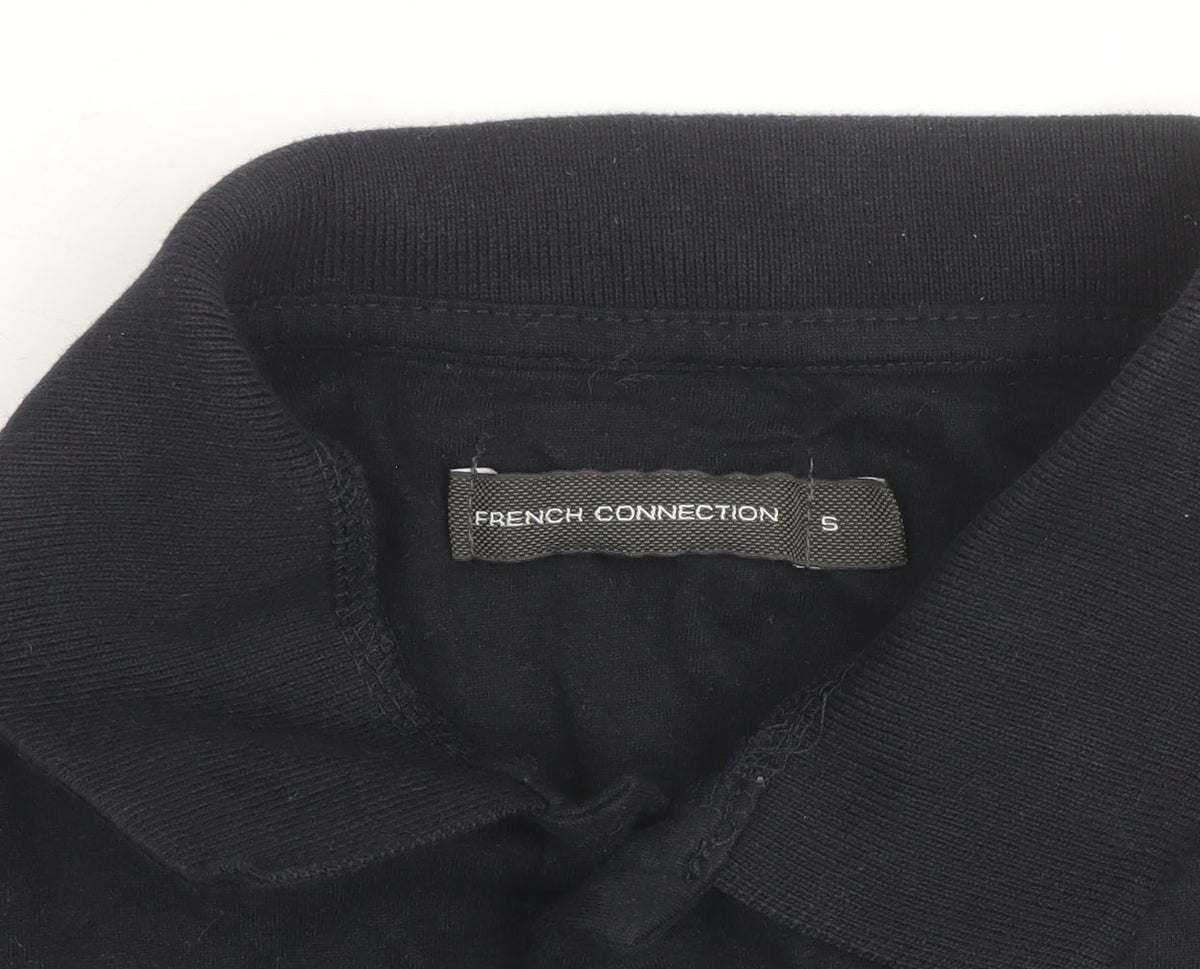 French Connection Men's Black Cotton Polo Shirt Size S
