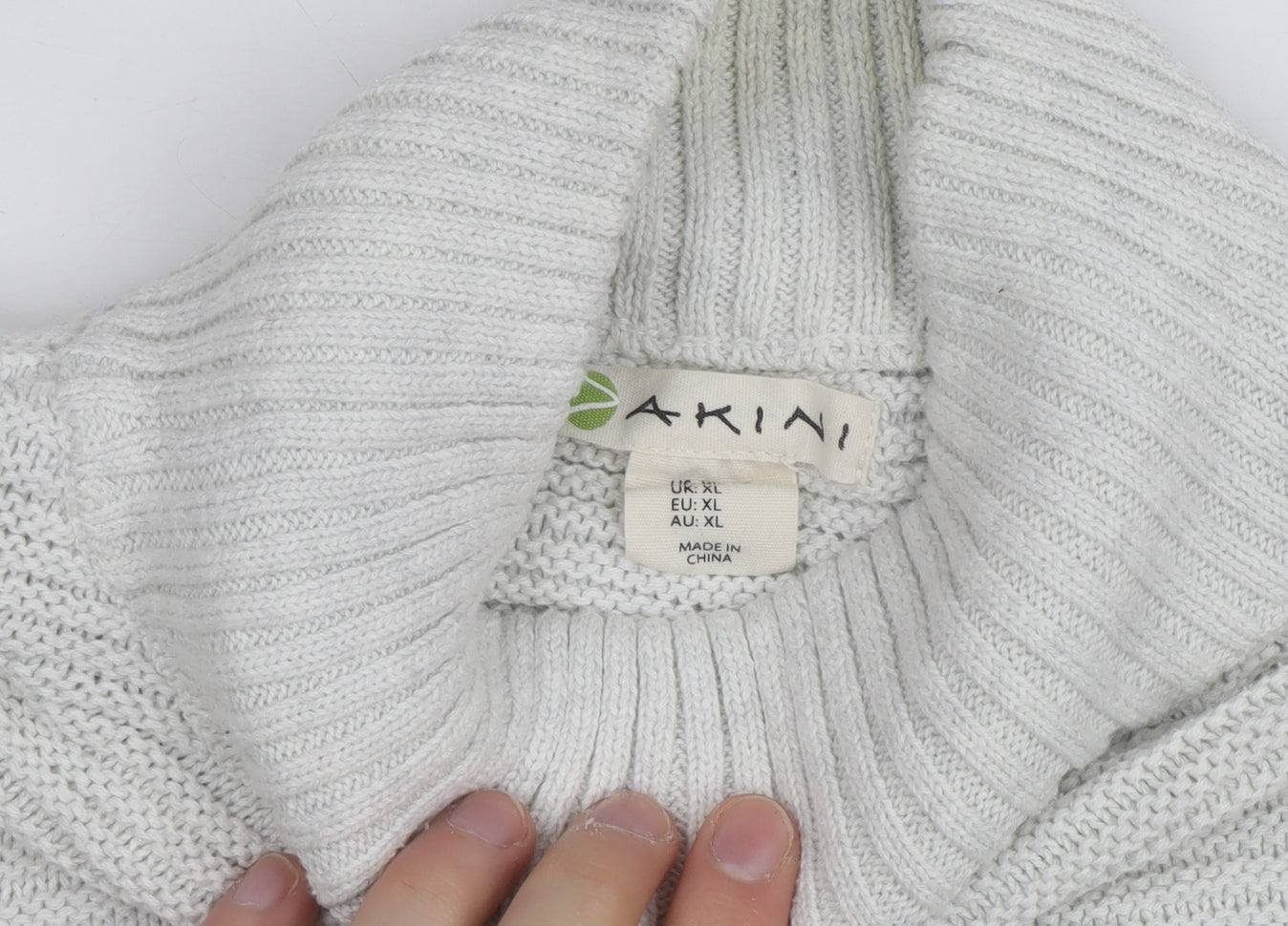 AKINII Women's Ivory Roll Neck Chunky Knit Long Sleeve Jumper XL